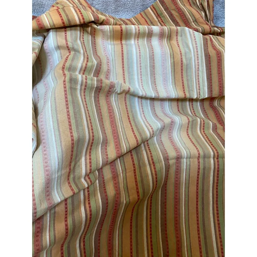 Park B Smith Tuscany striped orange tab top drapery panels cotton embroidered 83